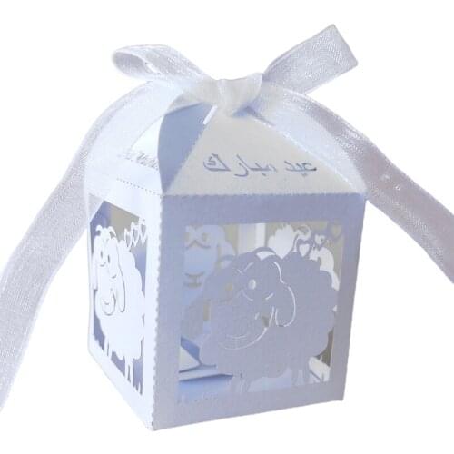 100pcs Sheep Eid Ramadan Mubarak Decoration Paper Hollow Cut Candy Box Storage
