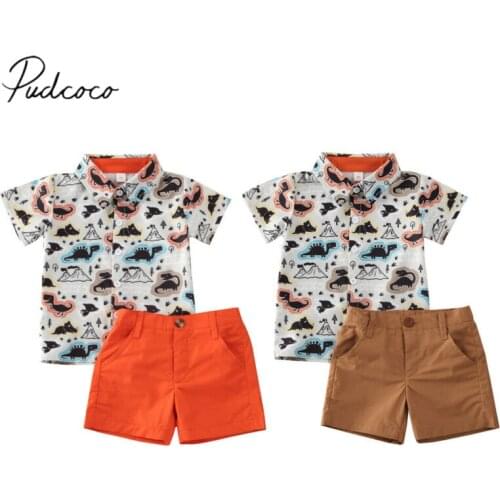 2020 Baby Summer Clothing Kids Baby Boy Clothes Dinosaur Short Sleeve Tops+Shorts Pants Formal 2Pcs Outfit
