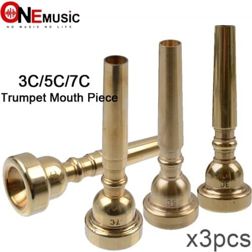 High Quality 3Pcs Golden Professional Trumpet 3C 5C 7C Mouth Piece Mouthpiece Gold