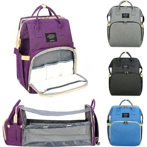 5-in-1 New Diaper Bags Crib Design Mummy Bag Waterproof Fabric Nappy Backpack Changing Portable Pad Hooks For Maternity