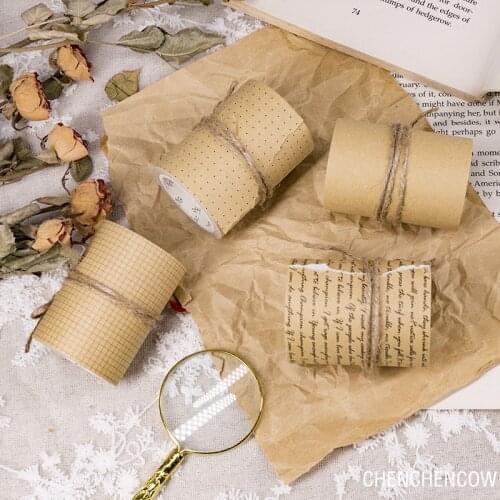 60MM Vintage Wide Kraft Paper Tape DIY Scrapbook Base Collage TAG. Mobile Diary Photo Props Gift Decoration Basic English Tape