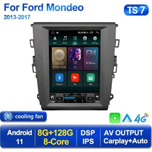 6G+128GB Android 11Tesla style For Ford Mondeo 2013-2018 Fusion MK5 Carplay Auto Stereo Unit Car Radio Multimedia Player GPS DSP