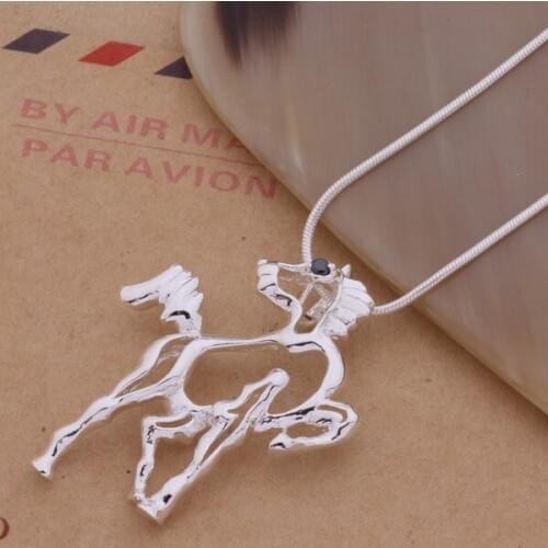 Free ShippingSilver plated Necklaces & Pendants Fashion Silver Jewelry horse /bptakhaa dcfaltma AN122