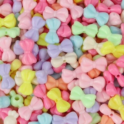 50/100pcs 18x10x6mm Mixed Color Bow-knot Beads Acrylic Spacer Beads For Jewelry Making Necklace DIY Bracelet Accesories