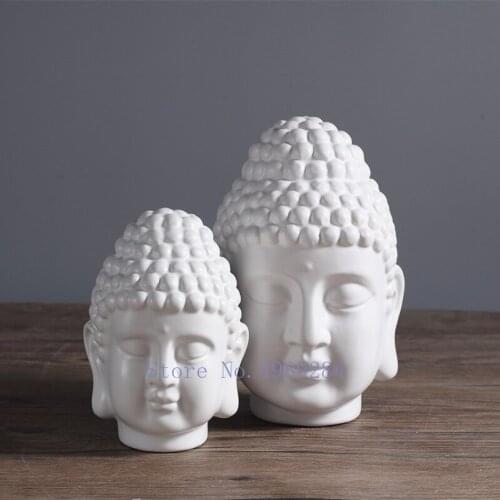 Modern Chinese Buddhism ceramics Buddha head Human head Crafts ornaments Home Decorative accessories miniature figurines