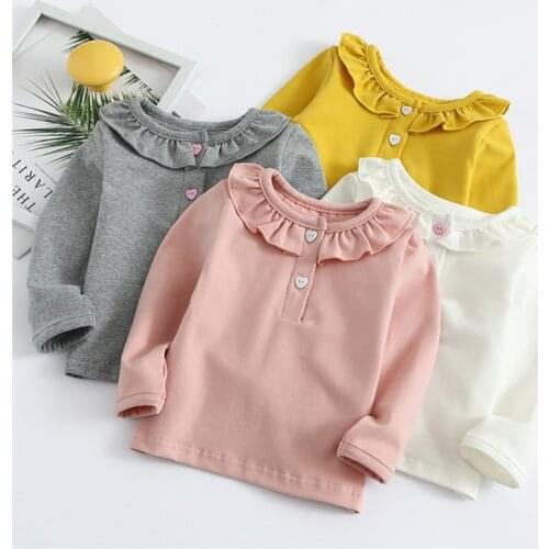 Toddler Baby Girl Clothes Autumn New Long Sleeve Tops Solid Cute Bottoming Shirt for Childrens Cotton Clothing Outfits