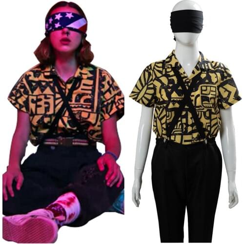 Girls Women Stranger Cosplay Things 3 Eleven Costume EL Shirt Halloween Carnival Party Props