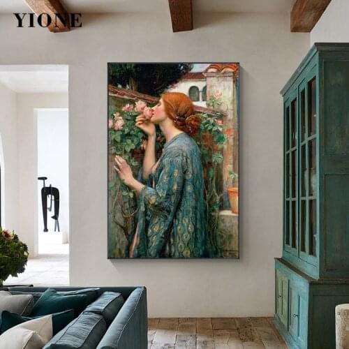 The Soul of the Rose Canvas Oil Painting Classic Romanticism Art Woman Picture Wall Poster Prints Home Decor for Living Room