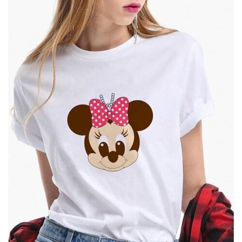 Mickey Mouse Fashion Women T Shirts Summer Short Sleeve Causal White O-neck Tshirts Funny Disney Harajku Graphic Tees Tops