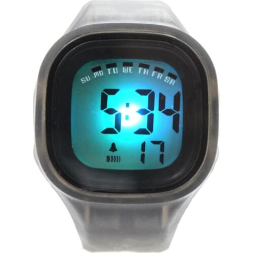 Chronograph BackLight Black Bezel Silicone Gray Band Unisex Digital Watch DW358C