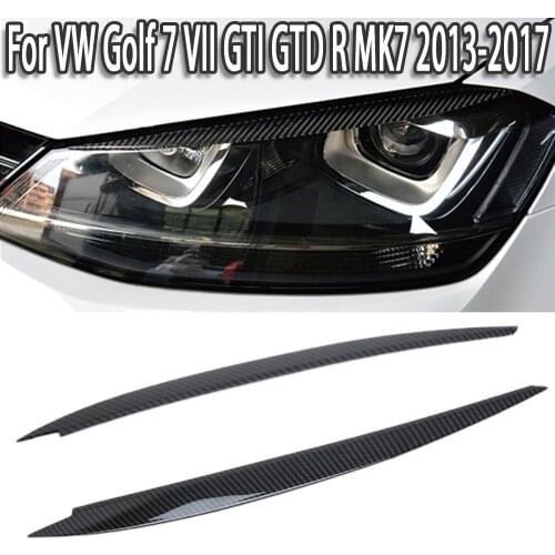 K-Car Headlight Eyebrow Eyelid Cover Trim ABS Carbon Fiber Eye-catching For VW Golf 7 VII GTI GTD R MK7 2013-2017