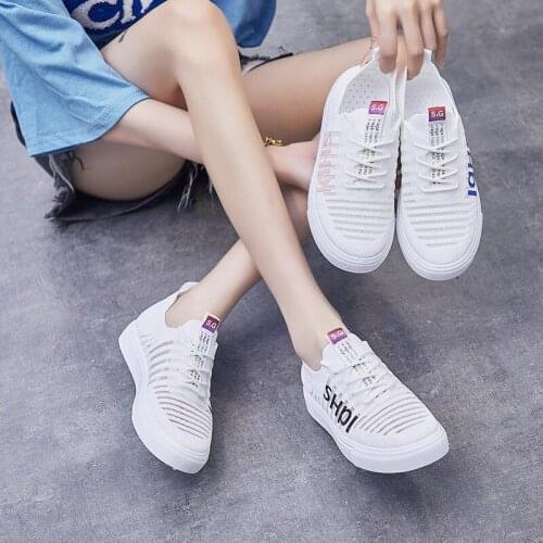 Womens Shoes 2021 Fashion Summer White Shoes Ladies Comfort Breathable Mesh Sneakers Women Lace Up Casual Sports Shoes