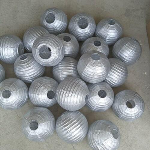 1pc 10/15/20/25/30/35/40cm Round Chinese Paper Lantern Gold Silver hanging lantern ball Wedding decor gift craft DIY