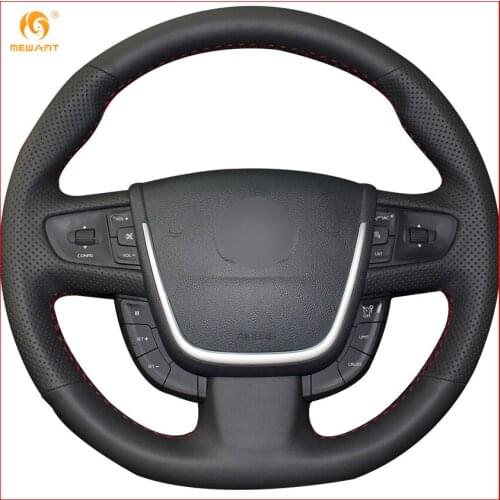MEWANT Black Artificial Leather Car Steering Wheel Cover for Peugeot 508 Interior Accessories Parts