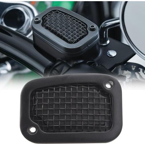 Motorcycle Black Front Brake Fluid Reservoir Cover Master Cylinder Cap Grille Grill For Harley Softail Breakout FXFB CVO Slim