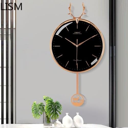 Wall Clock Deer Modern Design Art Quartz Silent Nordic Personality Creative Swing Clock Clocks Wall Home Decor Living Room Saat