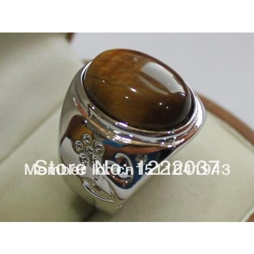 Natural African Tigers eye jades Gift Mens Jewelry Ring 13X18MM Size 8,9,10,11,12