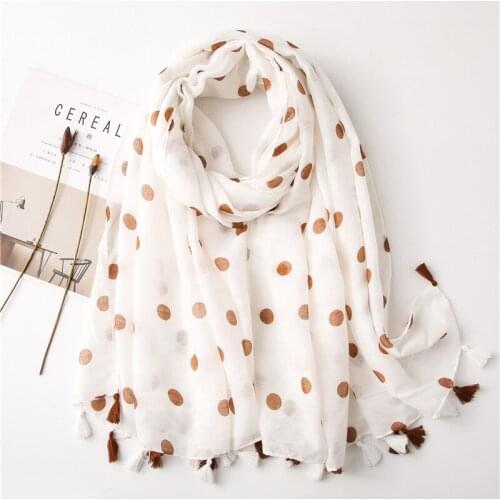 New Summer Viscose Women Scarf Dot Printed Ladies Shawls and Wraps With Tassels Large Muslim Hijab Scarf Foulards