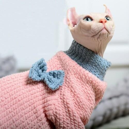 New Autumn Winter Sphynx Cat Clothes Warm Vest For Hairless Cat Clothes Classic Puppy Pink Elastic Pet Cats Clothes Dog Sweater