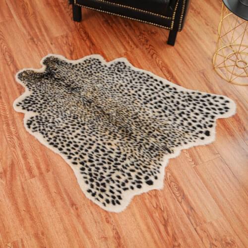 Sholisa Faux Leopard Skin Rug Imitation Animal Skin Pelt Shape Handmade Simulation Leather Floor Area Rug Carpert for Home Deco