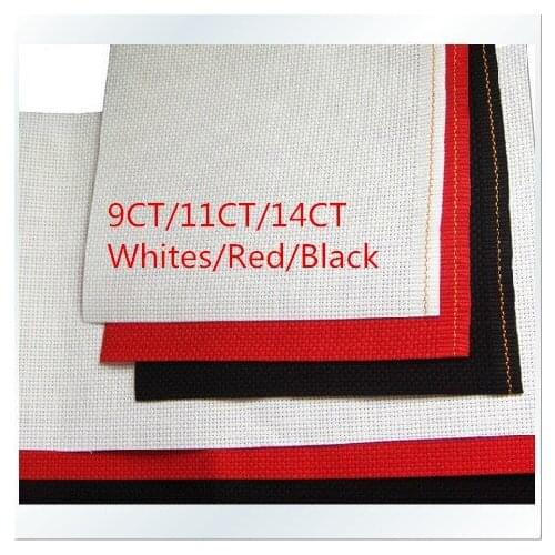 Factory Wholesale Embroidery Cross Stitch 150X1000cm Aida Cloth 9CT OR 11CT OR 14CT Whites or Red or Black Fabric Canvas
