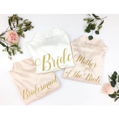 Personalized Name rose gold Peignoir Valentines gifts satin Mothers robe Sexy Women Nightwear hen weekend Bathrobe bridesmaid