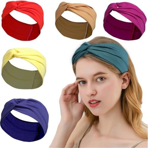 New solid color cross-hair headbands for women with wide-brimmed exercise yoga sweat absorbent hair bands woman headwear solid
