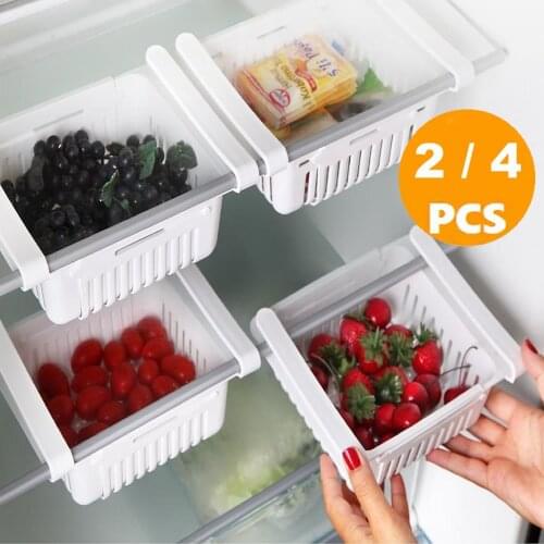 Adjustable Telescopic Refrigerator Drawer Vegetable Fruit Egg Drain Basket Kitchen Supplies Durable Useful Healthy