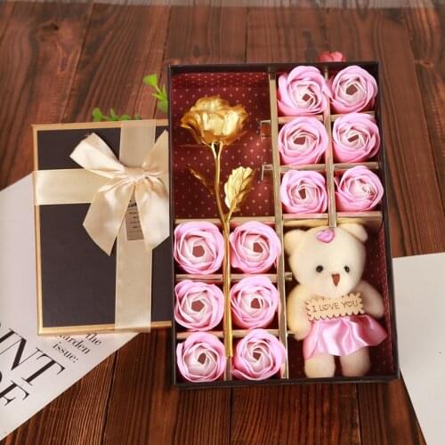 Rose Gift Boxed Bouquet With Scented Artificial Soap Flowers Creative Simulation Rose Valentines Anniversary Romantic Present