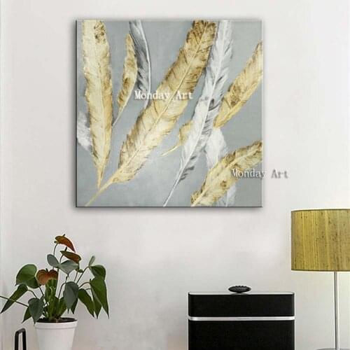 Modern Europe style oil painting long feather canvas art modern corridor home decoration oil painting vertical version Entrance