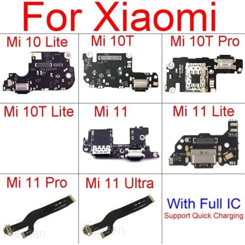 Usb Charger Jack Board Flex Cable For Xiaomi Mi 10 11 Lite Pro 10T Pro 5G Mi 11 Ultra Charging Port Dock Board Replacement Parts