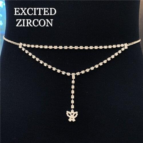 Sexy Rhinestone Body Jewelry Belly Waist Chain Lower Back Chain for Women Crystal Body Chain Waist Belt Jewelry