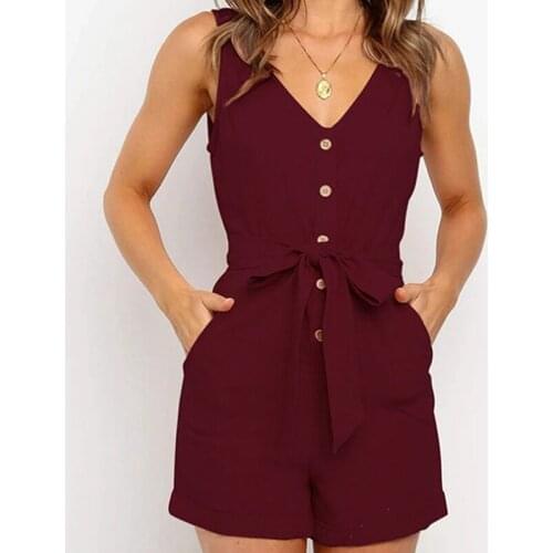 Female Playsuit With Belt Tunic Pink Black Elegant Casual Short Off Shoulder Jumpsuit Overalls For Women 2020 Summer New