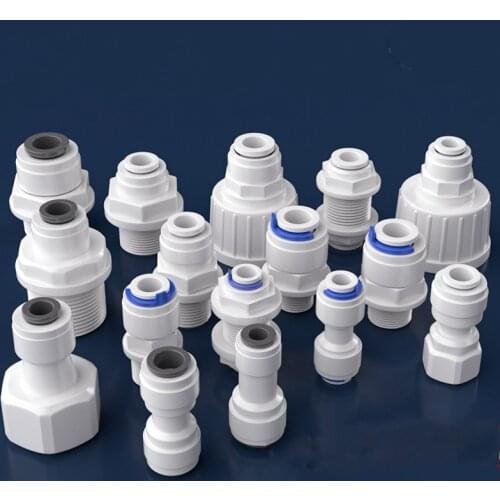 1/4" 3/8" OD Hose Tube 1/4" 1/2" 3/4" 1/8" Plastic Pipe Quick Connectors RO Water Connector Fittings Water Purifier Pipe Fitting