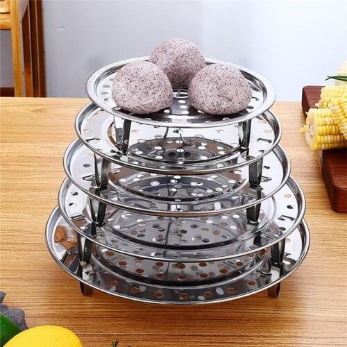 1PC Stainless Steel Multifunction Pot Steamer Shelf with Three Stands Durable Steaming Tray Rack Cookware Kitchen Accessories