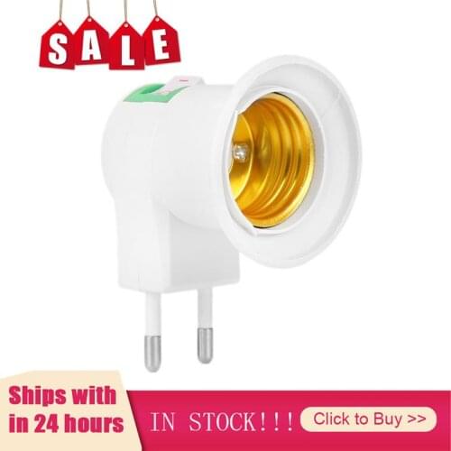 1PC Hot Sell Practical White E27 LED Light Socket To EU Plug Holder Adapter Converter ON/OFF For Bulb Lamp Household Home