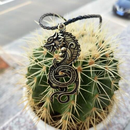 10pcs Legendry Norse Runes Vikings Necklace Dragon Necklace Nordic Talisman