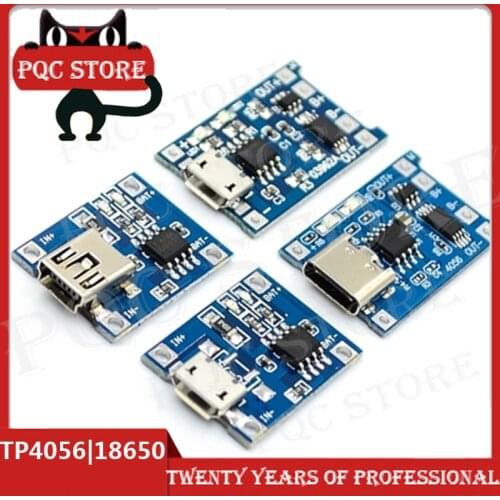 10Pcs Micro USB 5V 1A 18650 TP4056 Lithium Battery Charger Module Charging Board With Protection Dual Functions 1A Li-ion Type-c