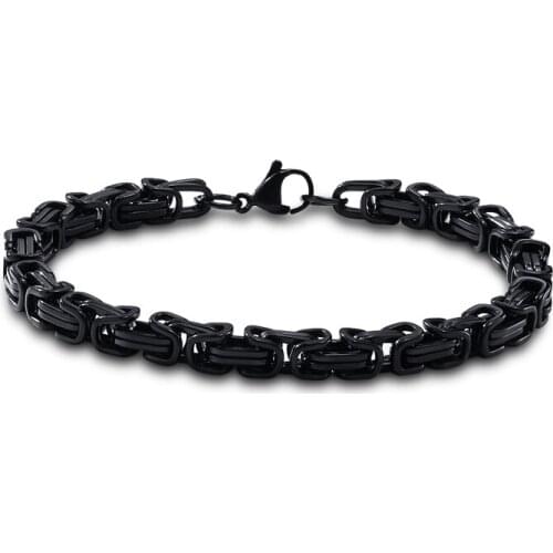 2021 TRENDY Stainless Steel Square Byzantine Gold Titanium Steel Fashion And Domineering Accessory Bracelet Suitable For Men