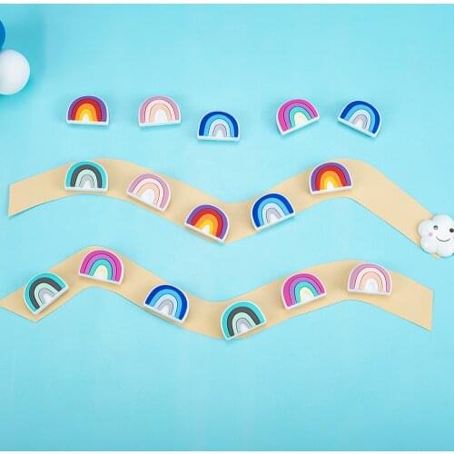 Sunrony 50pcs BPA Free New Rainbow Baby Teething Beads Cute Silicone Beads For Food Grade Infant Nursing Teether Toy Accessories