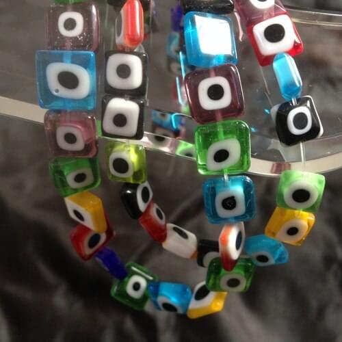 8-10MM) 2strands/pack " Square Eye " Glass Coloured Glaze Crystal Loose Bead Strands Jewelry Beads Accessories