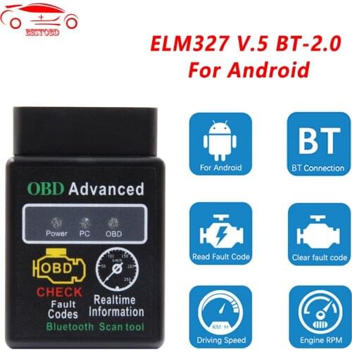 Elm327 BT-wireless 2.0 For Android Read fault code ODB2 Auto Code Reader OBD 2 OBD2 Car Diagnostic Scanner Tool ELM 327 V 1 5