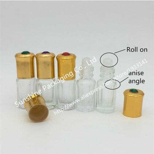 Free Shipping 500Pcs/lot 3ml Glass Roll On Bottles, 3CC Anise Angle Glass Bottle, Small Deodorant Roll On Container