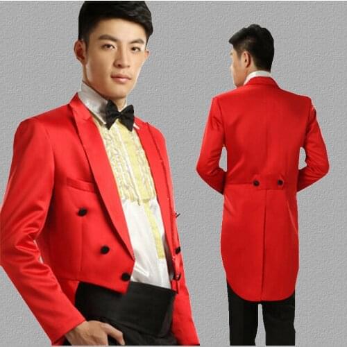 Blazer men Tuxedo suits designs jacket mens stage costumes for singers clothes dance star style dress punk masculino homme red