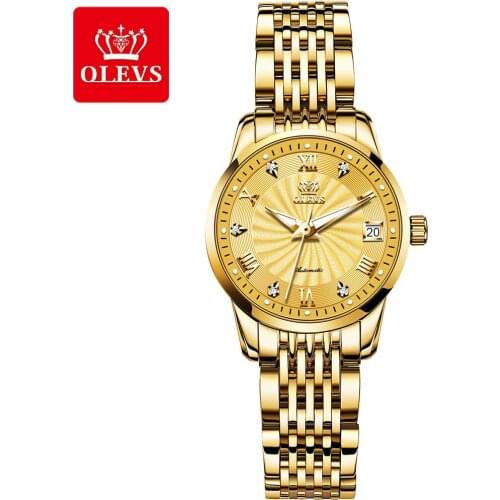 OLEVS Gold Automatic Watch Luxury Women Watches Waterproof Fashion Ladies Mechanical WristWatch Gifts For Women Relogio Feminino