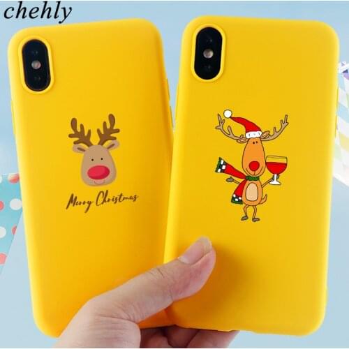 Christmas elk Phone Case for iPhone 6s 7 8 11 12 Mini Plus Pro X XS Max XR Cases Soft Silicone Fitted Phone Accessories Covers