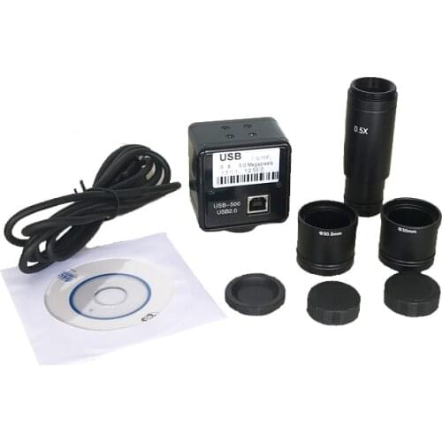5MP USB CMOS CCD Electronic Digital Camera Microscope Free Driver For win10/ win7/ win8 +30.5mm 30mm 0.5X Adapter ring lens