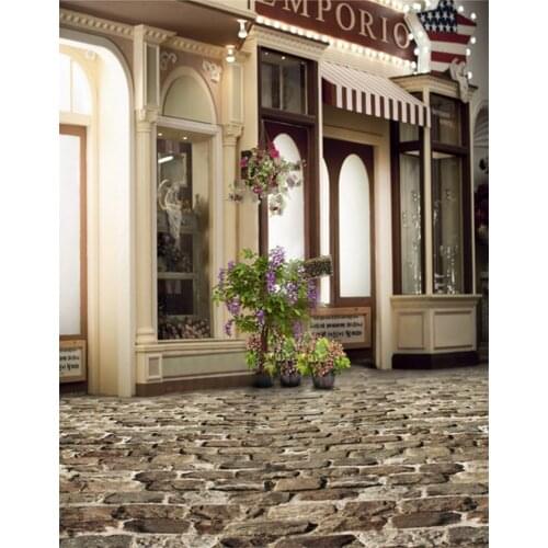 5x7ft Stone Floor Store Purple Flowers Photography Backdrops Photo Props Studio Background