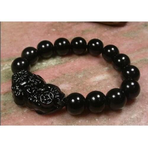 Hot selling>@@ Wholesale price shipping ^^^^ CHINESE Black new Bead Dragon Pi Xiu Coin Bangle Feng Shui Bracelet -Bride new