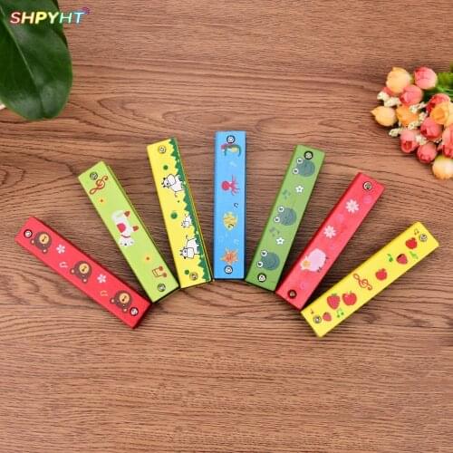 Hot Sale Educational Musical Wooden Harmonica Instrument Toy for Kids Children Gift Randomly Kid interesting